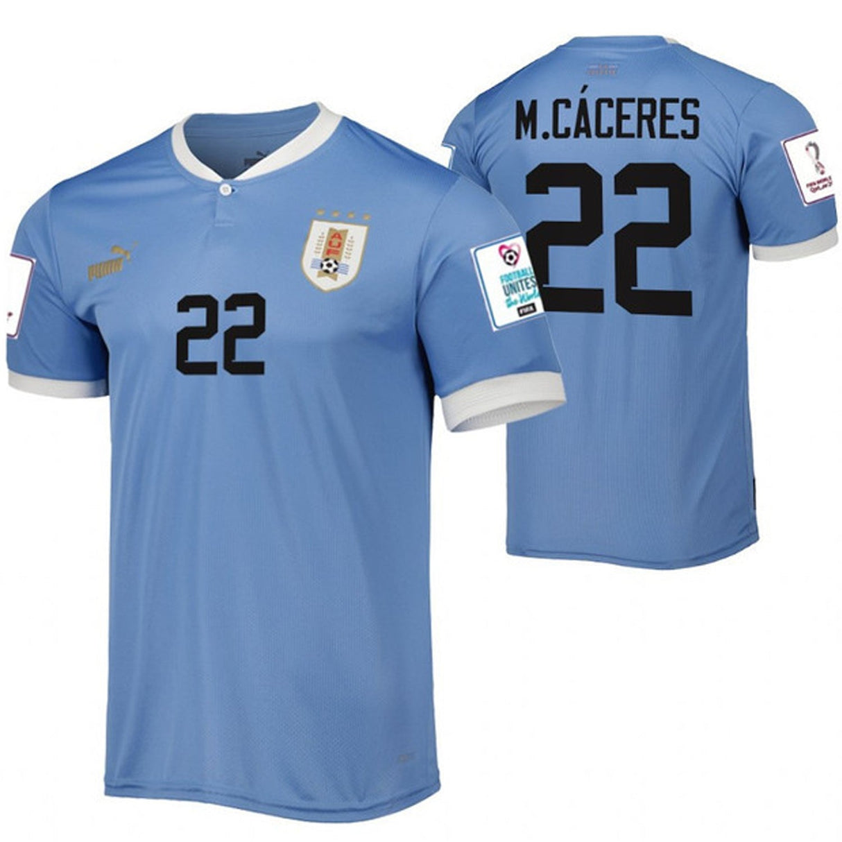 Martin Caceres Uruguay 22 Fifa World Cup Jersey - Kit Captain