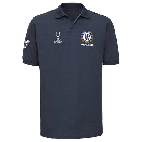 Chelsea UEFA Super Cup 2021 Winners Polo - Navy - Adults - Kit Captain