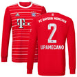 FC Bayern Home Shirt 2022-23 - Kids - Long Sleeve with Upamecano 2 printing - Kit Captain