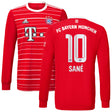 FC Bayern Home Shirt 2022-23 - Kids - Long Sleeve with Sané 10 printing - Kit Captain