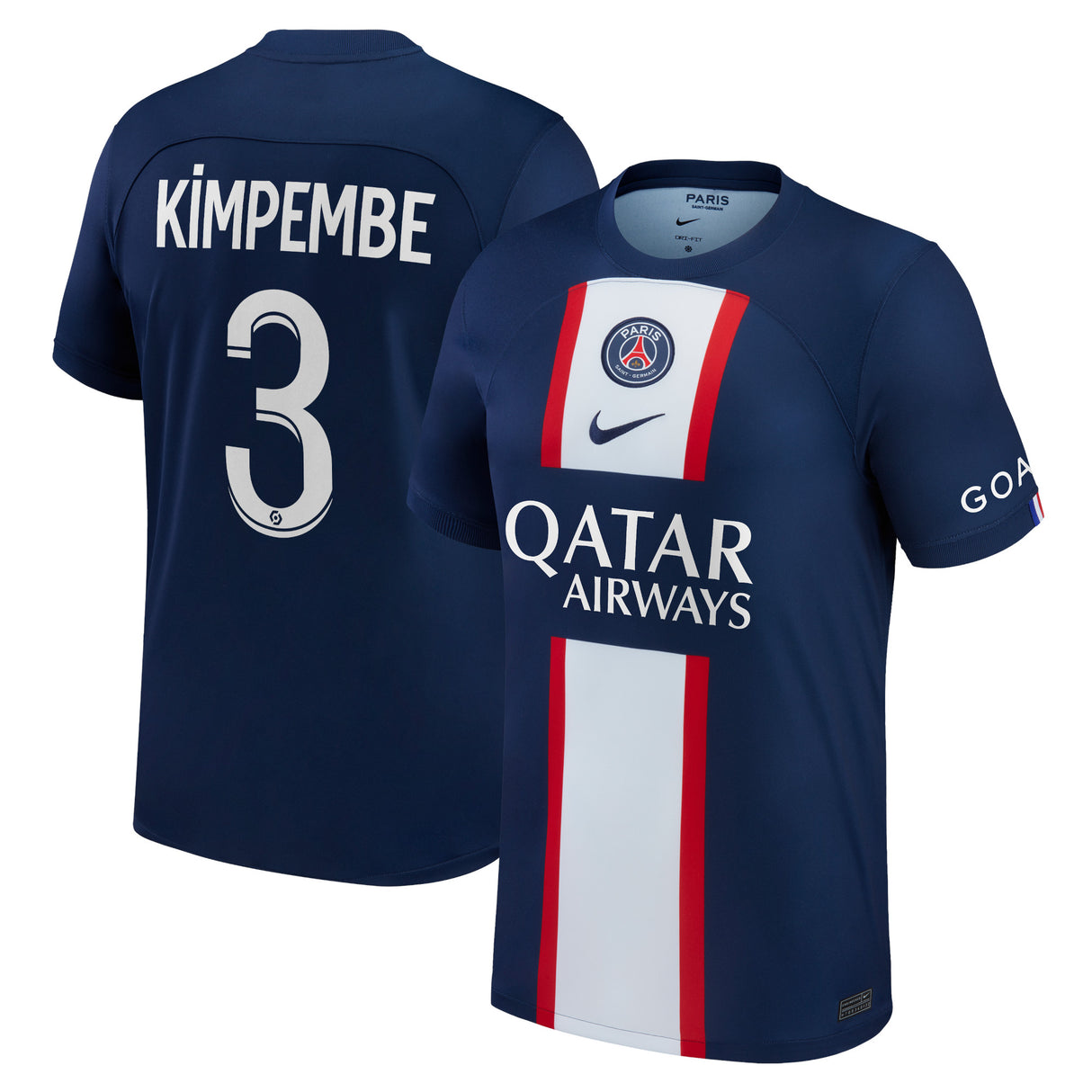 Paris Saint-Germain Home Stadium Shirt 2022-23 with Kimpembe 3 printing - Kit Captain