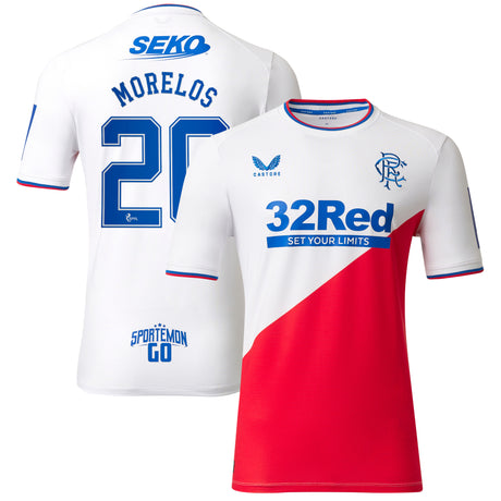 Glasgow Rangers Away Shirt 2022-23 with Morelos 20 printing - Kit Captain