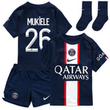 Paris Saint-Germain Home Stadium Kit 2022-23 - Infants with Mukiele 26 printing - Kit Captain