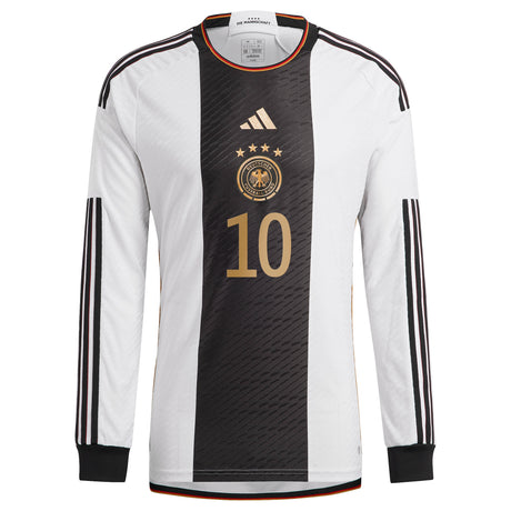 Germany Home Authentic Shirt - Long Sleeve with Gnabry 10 printing - Kit Captain