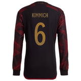 Germany Away Authentic Shirt - Long Sleeve with Kimmich 6 printing - Kit Captain