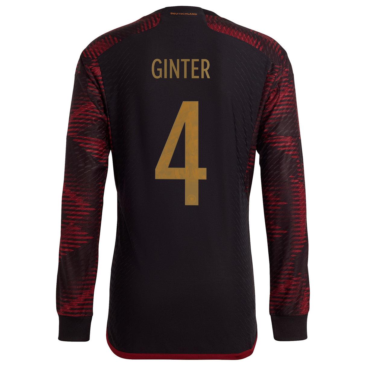 Germany Away Authentic Shirt - Long Sleeve with Ginter 4 printing - Kit Captain