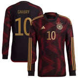 Germany Away Authentic Shirt - Long Sleeve with Gnabry 10 printing - Kit Captain