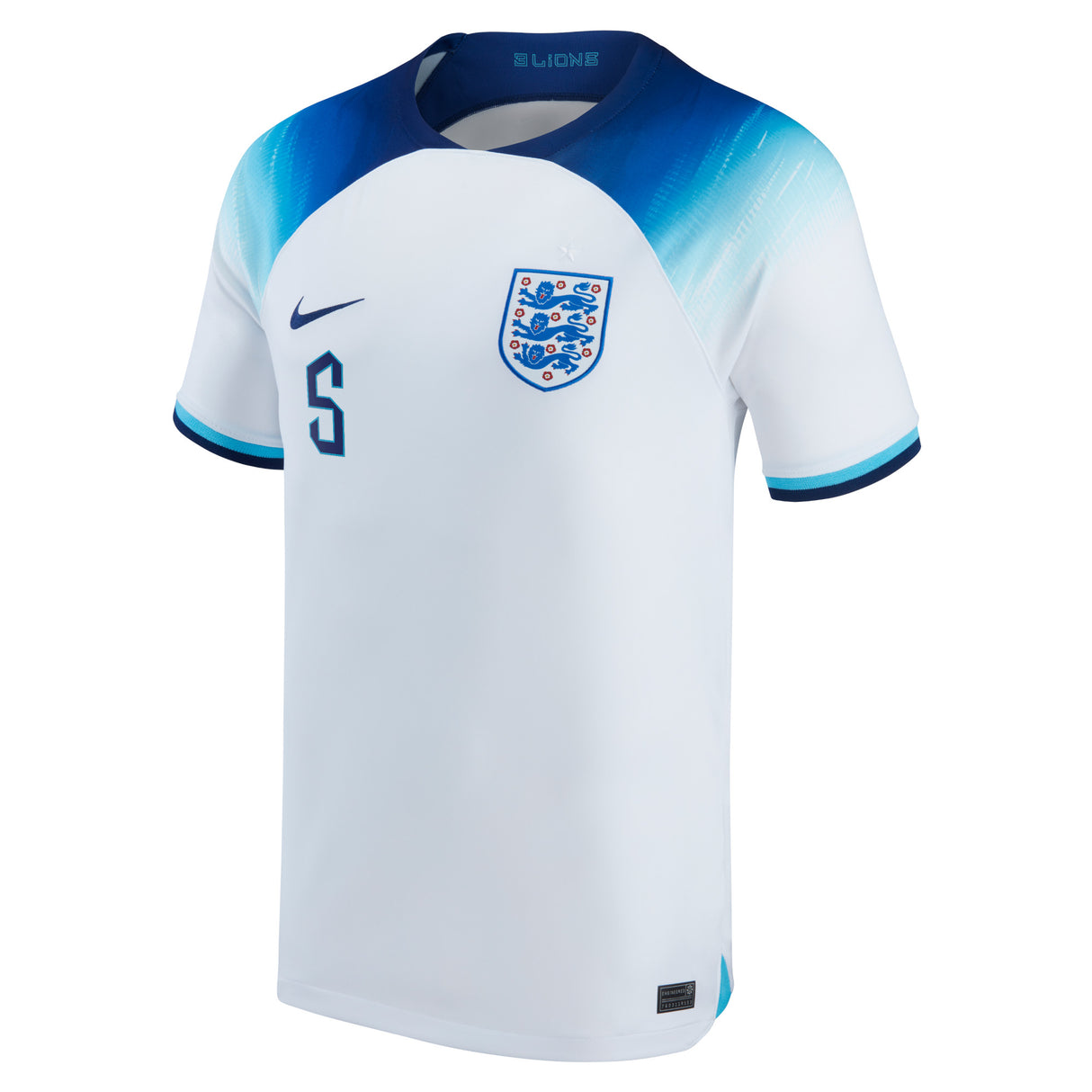 England Home Stadium Shirt 2022 with Stones 5 printing - Kit Captain