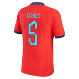 England Away Match Shirt 2022 with Stones 5 printing - Kit Captain