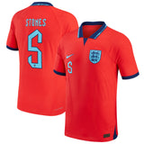 England Away Match Shirt 2022 with Stones 5 printing - Kit Captain