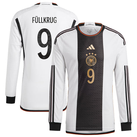 Germany Home Authentic Shirt 2022 - Long Sleeve with Füllkrug 9 printing - Kit Captain