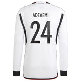 Germany Home Shirt 2022 - Long Sleeve with Adeyemi 24 printing - Kit Captain