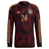 Germany Away Authentic Shirt 2022 - Long Sleeve with Adeyemi 24 printing - Kit Captain