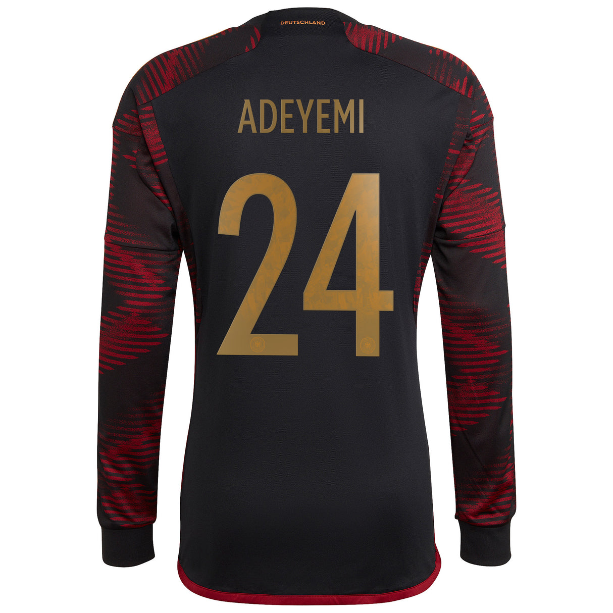 Germany Away Shirt 2022 - Long Sleeve with Adeyemi 24 printing - Kit Captain