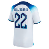 England Home Stadium Shirt 2022 with Bellingham 22 printing - Kit Captain