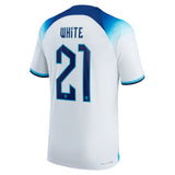 England Home Match Shirt 2022 with White 21 printing - Kit Captain