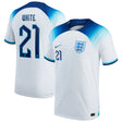 England Home Match Shirt 2022 with White 21 printing - Kit Captain