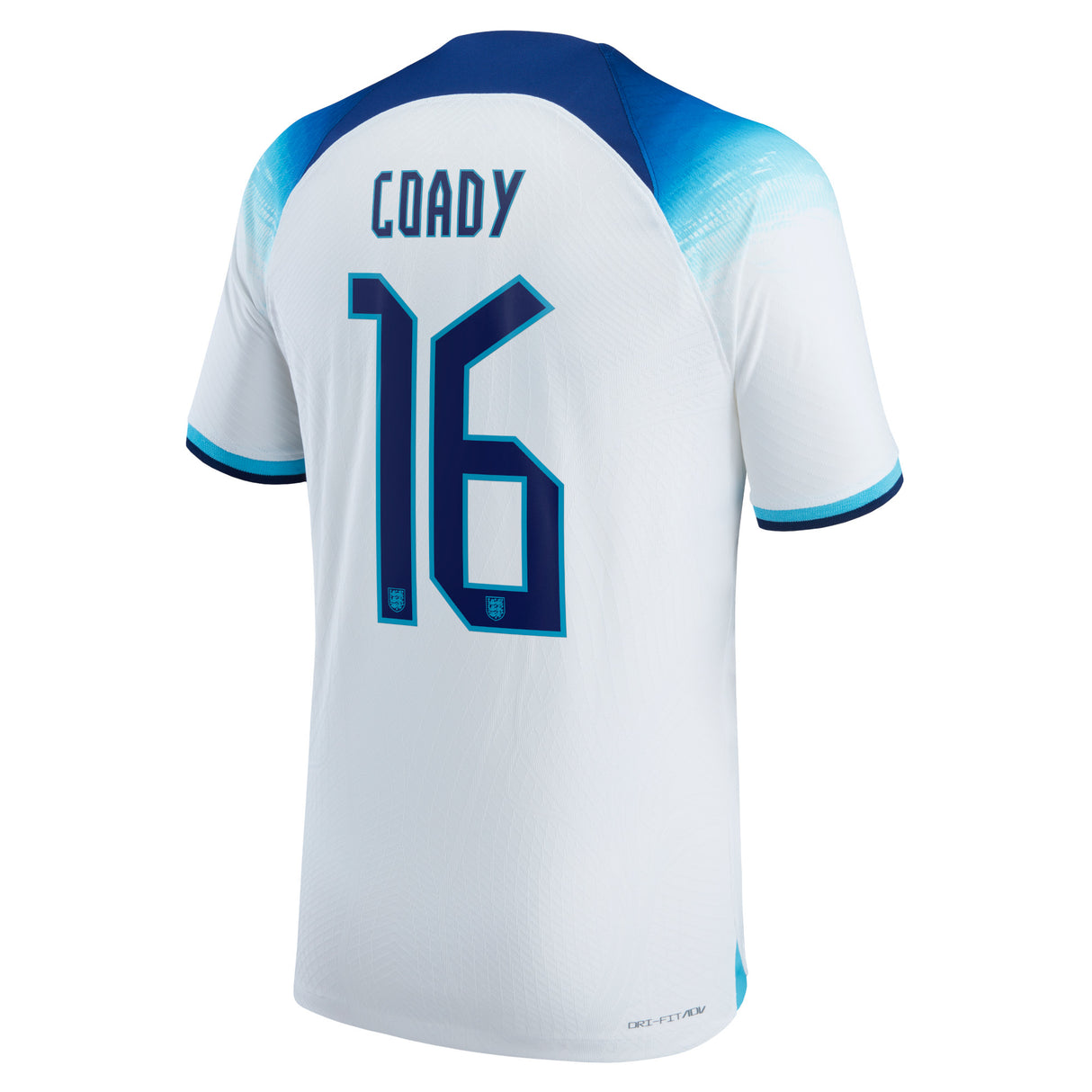 England Home Match Shirt 2022 with Coady 16 printing - Kit Captain