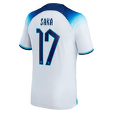 England Home Stadium Shirt 2022 - Kids with Saka 17 printing - Kit Captain