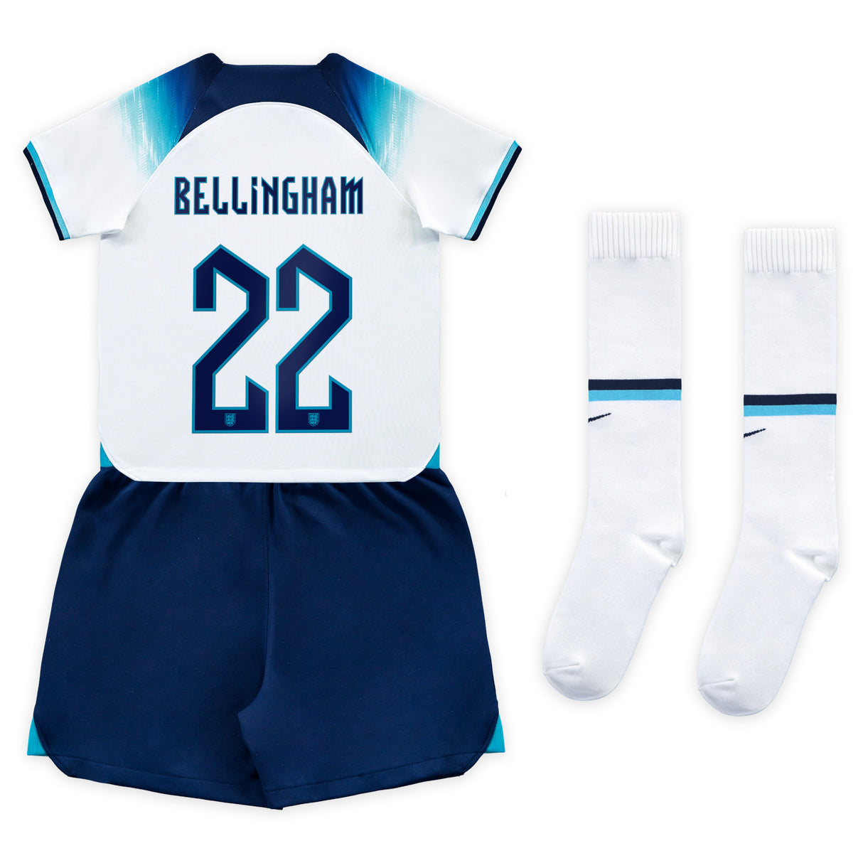 England Home Stadium Kit 2022 - Little Kids with Bellingham 22 printing - Kit Captain