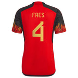 Belgium Home Shirt 2022 with Faes 4 printing - Kit Captain