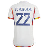 Belgium Away Shirt 2022 with De Ketelaere 22 printing - Kit Captain