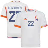 Belgium Away Shirt 2022 - Kids with De Ketelaere 22 printing - Kit Captain