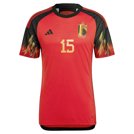 Belgium Home Authentic Shirt 2022 with Vangheluwe 15 printing - Kit Captain