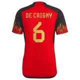 Belgium Home Shirt 2022 with De Caigny 6 printing - Kit Captain