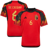 Belgium Home Shirt 2022 - Kids with De Caigny 6 printing - Kit Captain