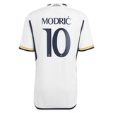 Real Madrid adidas Home Authentic Shirt 2023-24 with Modric 10 printing - Kit Captain