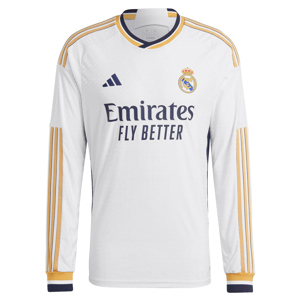 Real Madrid adidas Home Authentic Shirt 2023-24 - Long Sleeve with Valverde 15 printing - Kit Captain