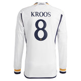 Real Madrid adidas Home Shirt 2023-24 - Long Sleeve with Kroos 8 printing - Kit Captain