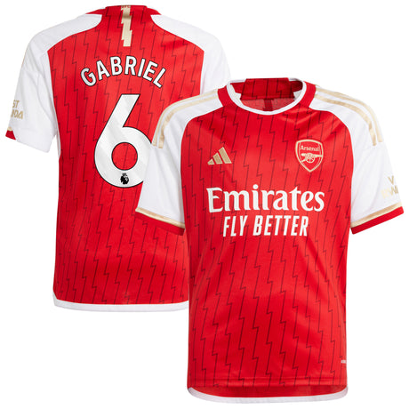 Arsenal adidas Home Shirt 2023-24 - Kids with Gabriel 6 printing - Kit Captain