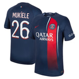 Paris Saint-Germain Nike Home Stadium Shirt 2023-24 with Mukiele 26 printing - Kit Captain