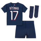 Paris Saint-Germain Nike Home Stadium Kit 2023-24 - Infant with Vitinha 17 printing - Kit Captain