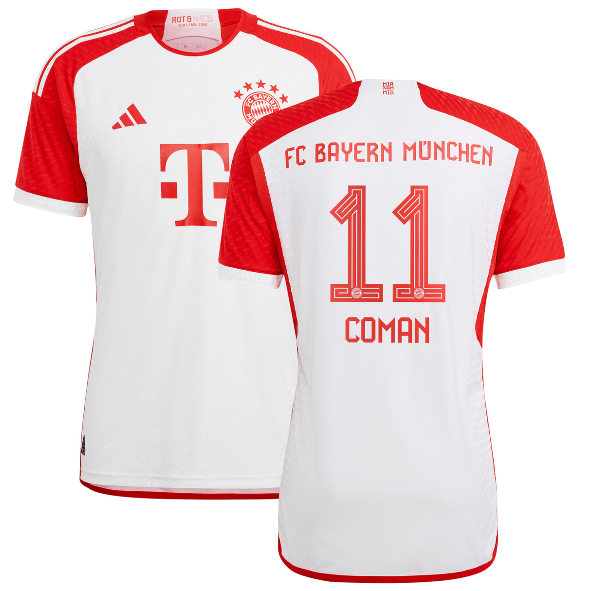 FC Bayern adidas Home Authentic Shirt 2023-24 with Coman 11 printing - Kit Captain