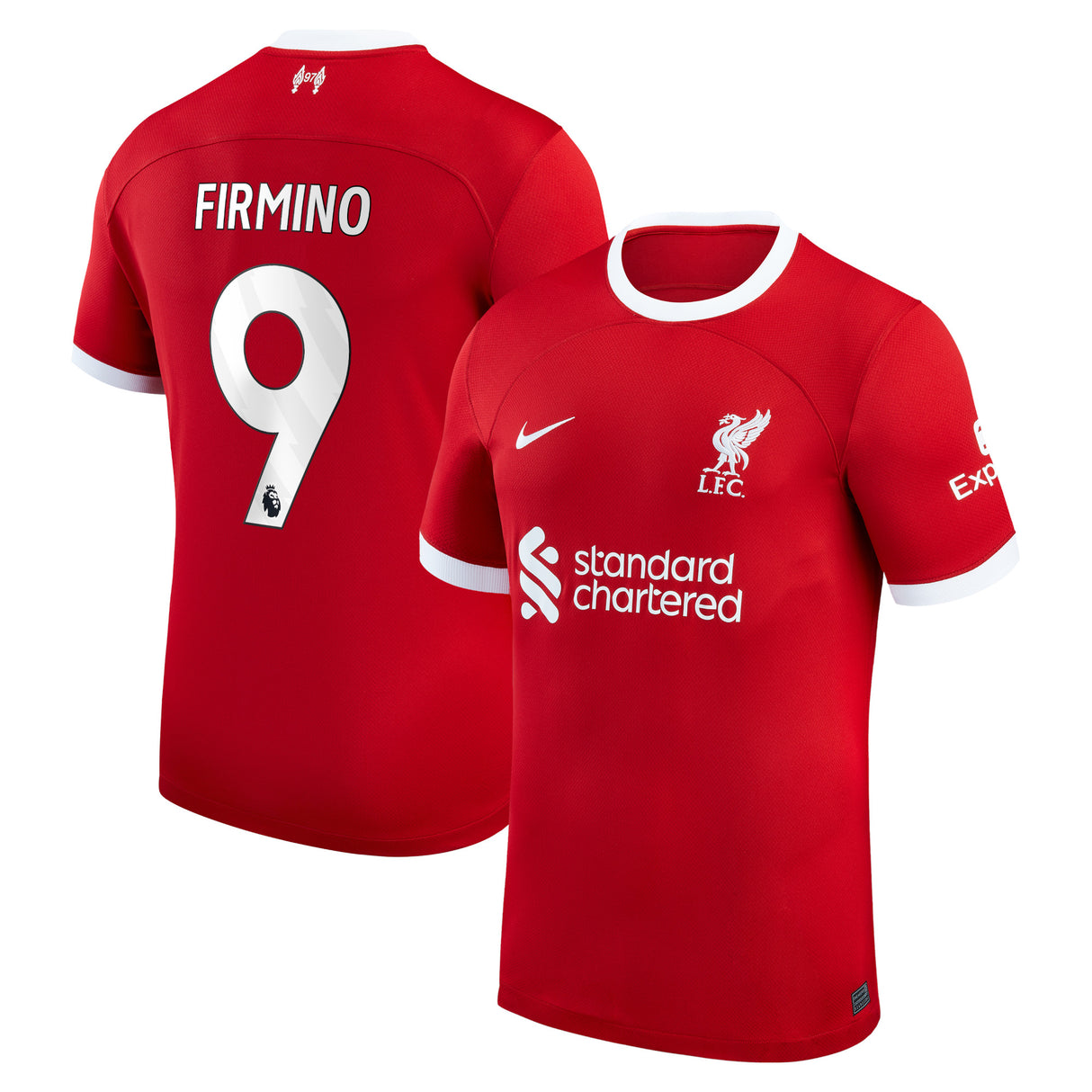 Liverpool Nike Home Stadium Shirt - 2023-24 with Firmino 9 printing - Kit Captain