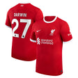 Liverpool Nike Home Stadium Shirt - 2023-24 - Kids with Darwin 27 printing - Kit Captain