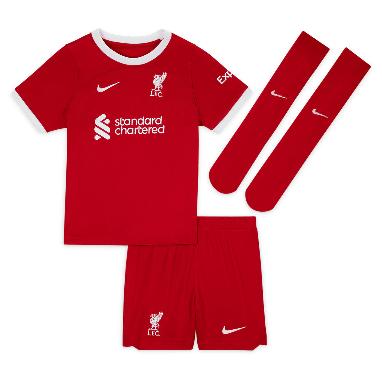 Liverpool Nike Home Stadium Kit - 2023-24 - Little Kids with Virgil 4 printing - Kit Captain