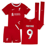 Liverpool Nike Home Stadium Kit - 2023-24 - Little Kids with Firmino 9 printing - Kit Captain