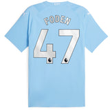 Manchester City Puma Home Authentic Shirt 2023-24 with Foden 47 printing - Kit Captain