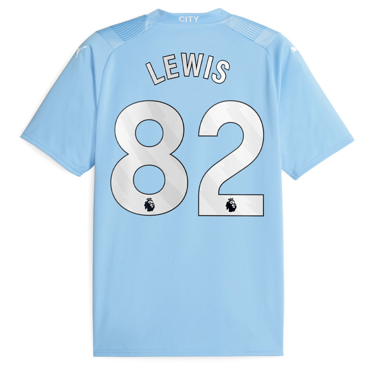 Manchester City Puma Home Shirt 2023-24 with Lewis 82 printing - Kit Captain