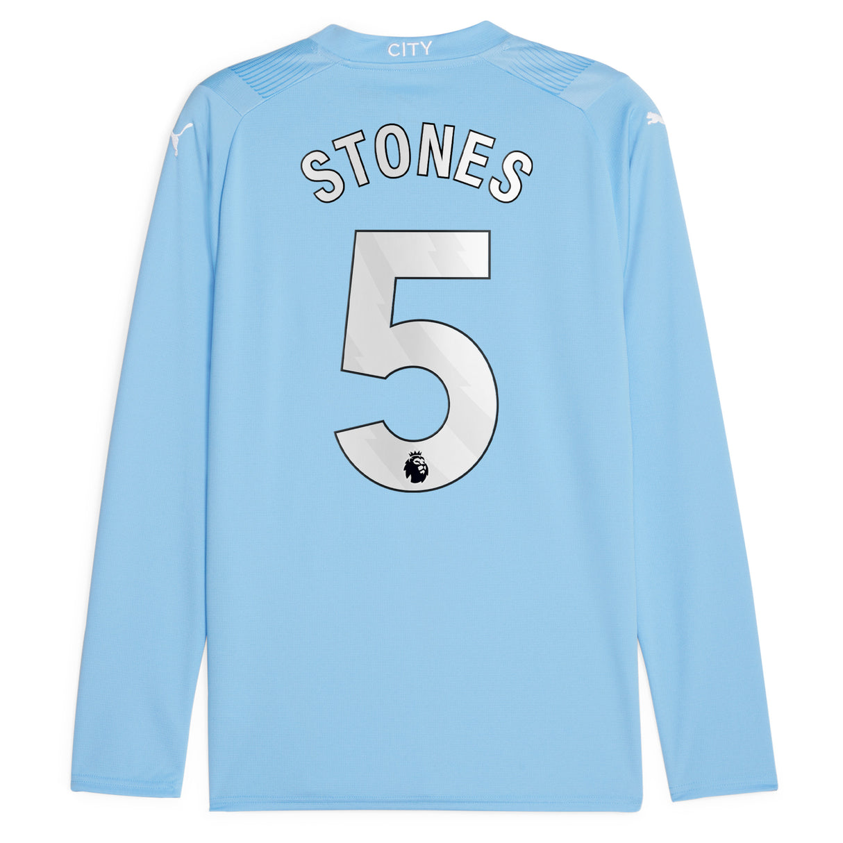 Manchester City Puma Home Shirt 2023-24 - Long Sleeve with Stones 5 printing - Kit Captain