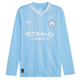 Manchester City Puma Home Shirt 2023-24 - Long Sleeve with Haaland 9 printing - Kit Captain