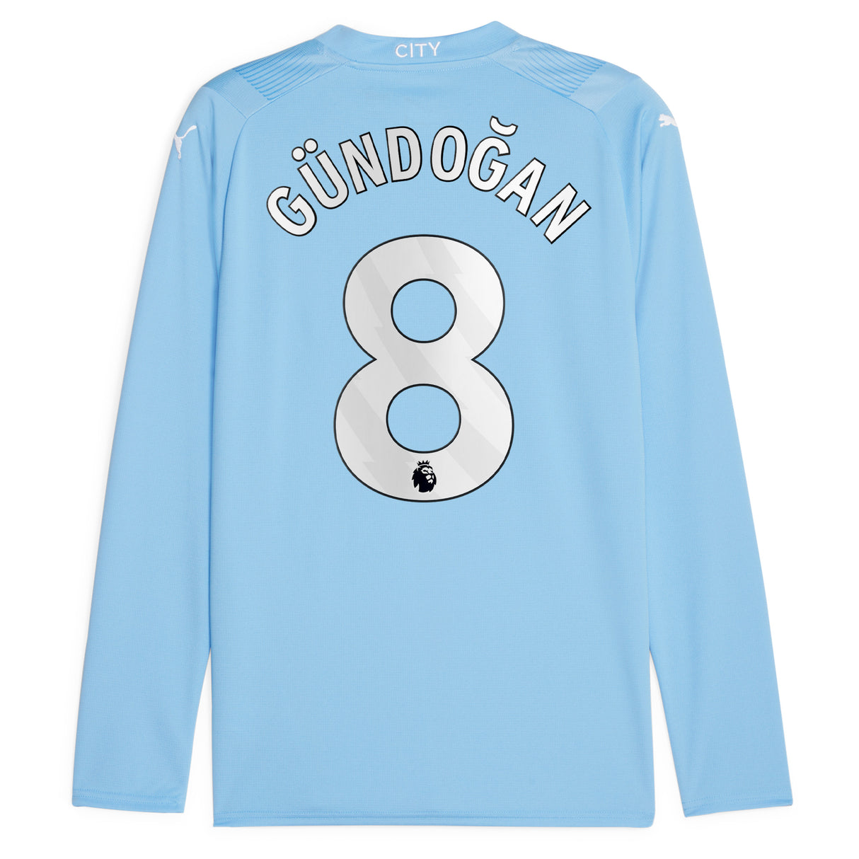 Manchester City Puma Home Shirt 2023-24 - Long Sleeve with Gündogan 8 printing - Kit Captain