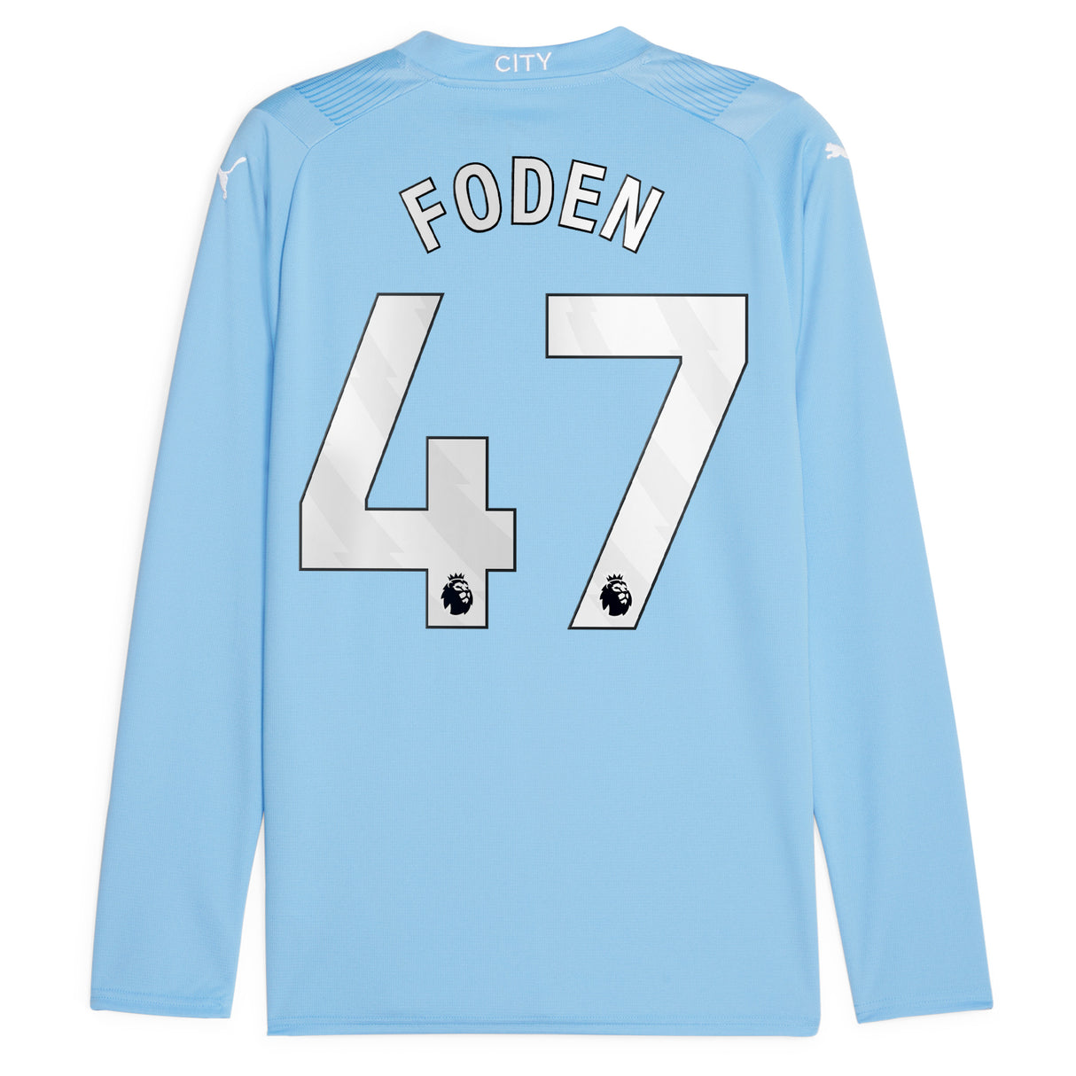 Manchester City Puma Home Shirt 2023-24 - Long Sleeve - Kids with Foden 47 printing - Kit Captain