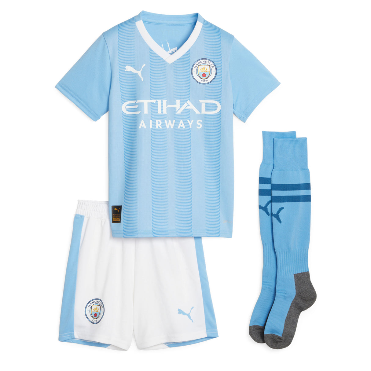 Manchester City Puma Home Minikit 2023-24 with Stones 5 printing - Kit Captain