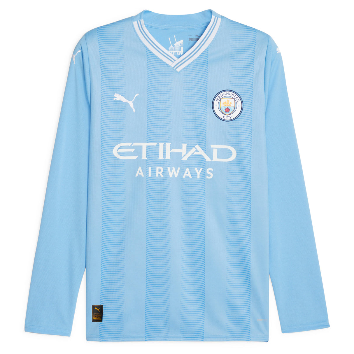 Manchester City Puma Home Shirt 2023-24 - Long Sleeve with Champions 23 printing - Kit Captain