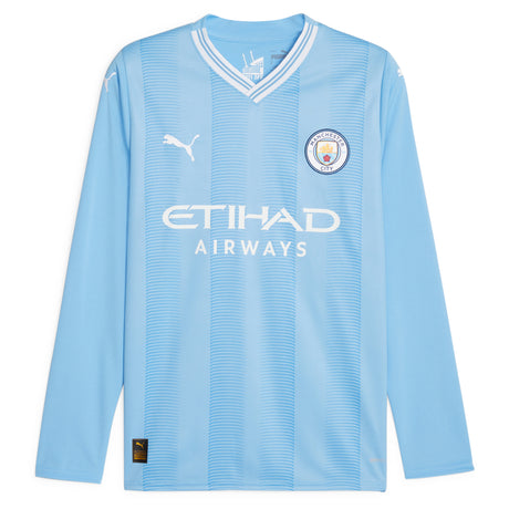 Manchester City Puma Home Shirt 2023-24 - Long Sleeve with Champions 23 printing - Kit Captain